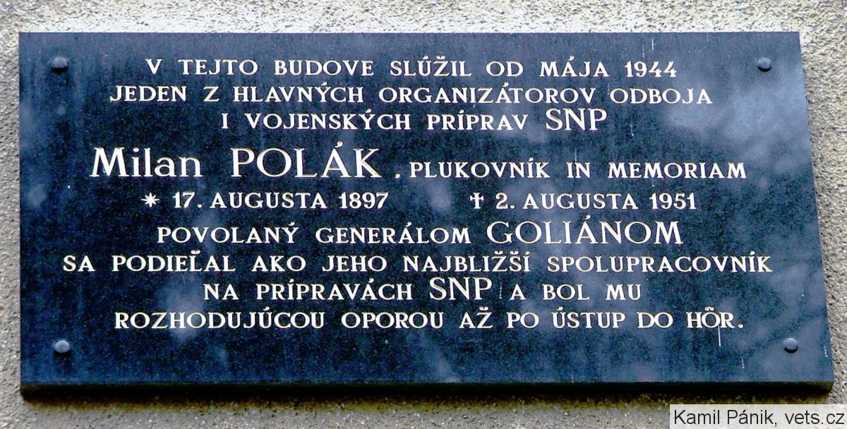 Pamätná tabuľa - Milan Polák